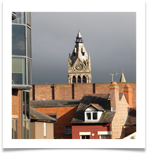 Chester Town Hall Clock from City Walls 12-06-2013 - Helen Kulczycki